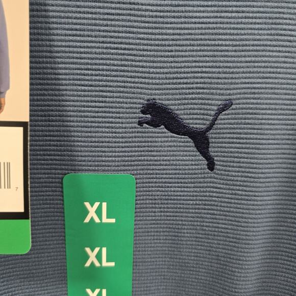 PUMA Mens Sweatshirt Crew Neck Regular Fit Textured Fabric Blue XL Embroidered - Picture 11 of 13